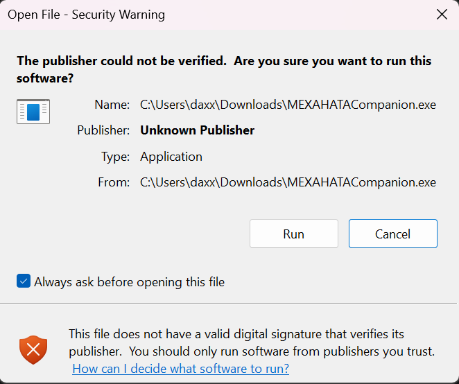 Windows 'Unknown Publisher' предупреждение